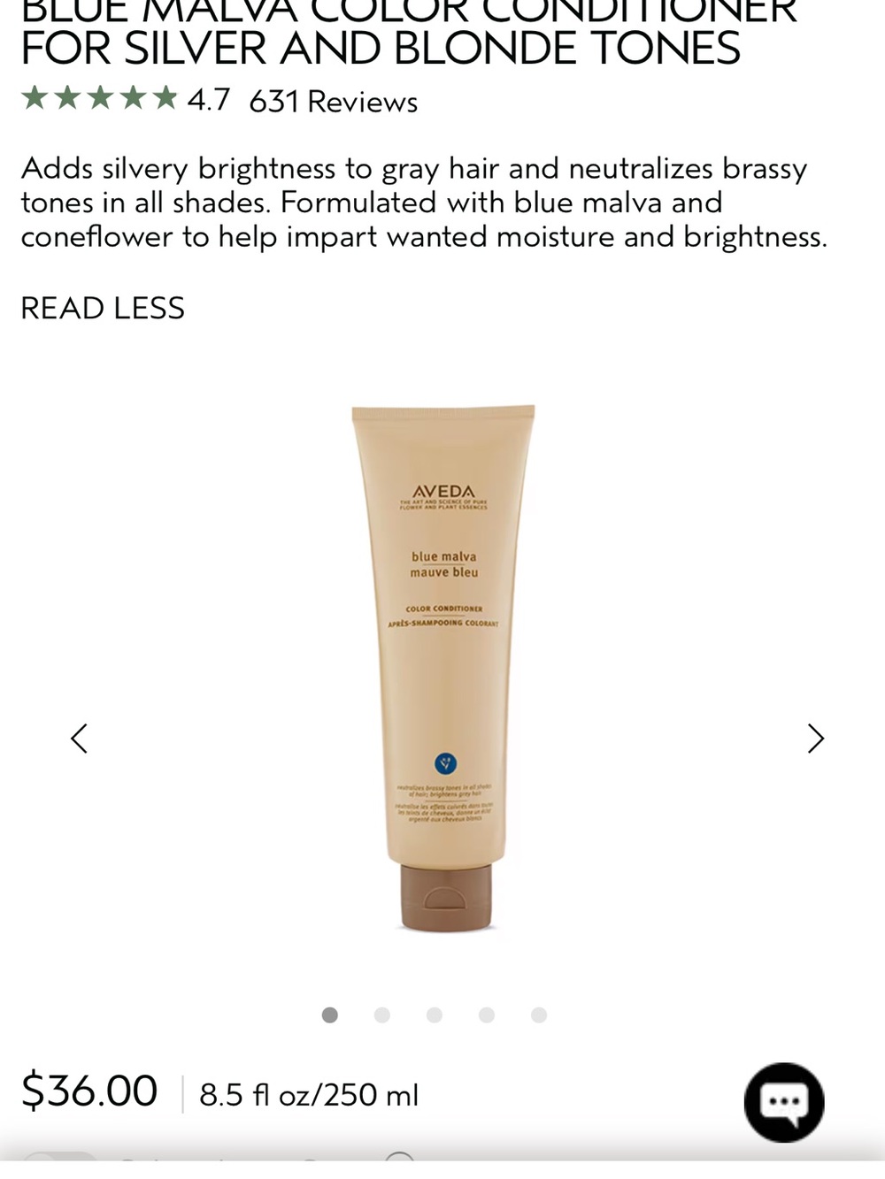 New Aveda BLUE MALVA COLOR CONDITIONER FOR SILVER AND BLONDE TONES - Picture 6 of 6